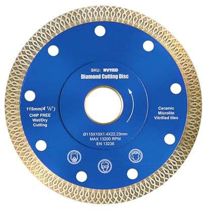 NOVADUR® genérico Disco diamante 115 x 22,23 mm | disco de corte de diamante universal 115 x 22,2 mm hormigón, piedra, ladrillo, porcelanico | segmento 10mm| Especial para amoladoras angulares