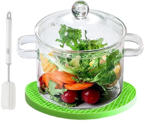 2L Clear Glass Simmer Potpourri Pot with Lid - 67OZ Glass Saucepan Set - Cooktop Safe for Milk, Pasta, Noodle, Soup
