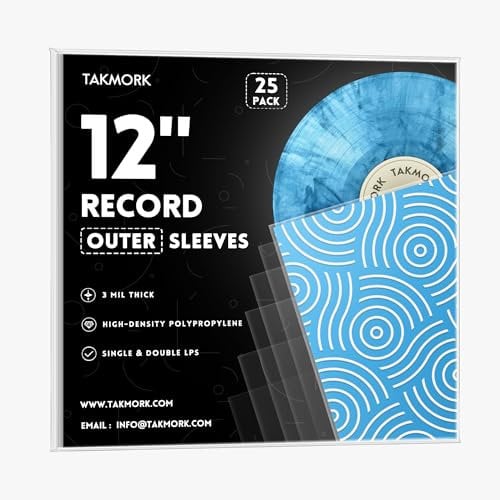 Crystal Clear Vinyl Record Sleeves - Outer Sleeves for LP Albums, 25 Pcs, 3 Mil Thick