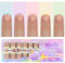 GZMAYUEN Presse Carrée Courte sur les ongles Conseils d'ongles Pastel, Ongles à coller en Gel souple, bleu Pastel, violet, rose, jaune, vert, couverture complète, pointes, 150 pièces, 15 tailles