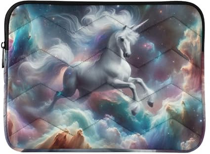 Quilted Laptop Sleeve Cute Unicorn Constellation Nebula Carrying Case Laptop Cover Computer Bags for Laptops 15.6 Inch