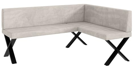 MEBLINI Eckbank für Esszimmer - Küchenbank - Essecke - Sitzecke Küche - Toni - X-Beine 128x168x87cm Rechts - Beige Samt
