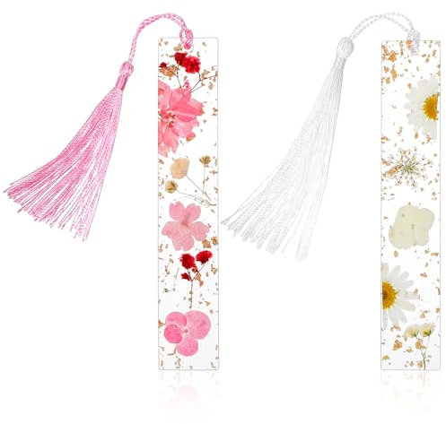 2 Stück Lesezeichen mit Quaste aus Kunstharz Lesezeichen Blumen Lesezeichen Frauen Personalisiert Aesthetic Harz Lesezeichen Geschenke Buchseitenhalter für Buchliebhaber Männer Leseliebhaber