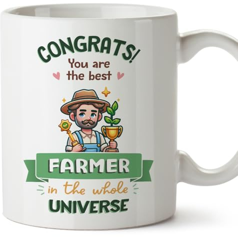 MUGFFINS Farmer Man Mug - in English - Best in Universe Trophy - Funny Gift for Colleagues - Ceramic 11oz Mug