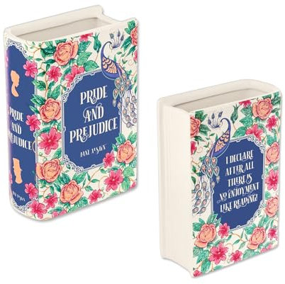 Small Book Vase - Ceramic Decorative Book Vase for Flower, Small Vases for Table Decoration, Book Flower Vase, Unique Book Shaped Vase for Bookshelf Decor Room Home Decoration Book Lovers Gifts