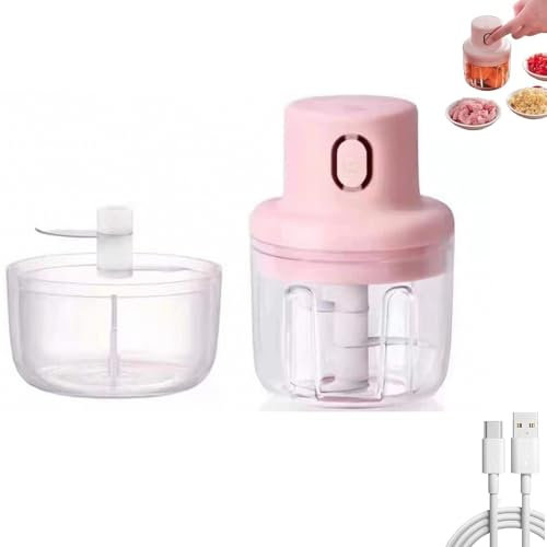 Skypicnic Wireless Food Chopper, Skypicnic Portable Rechargeable Cordless Mini Chopper Food Processor for Garlic, Onion, Chili, Spice, Meat & Veggies, 100ml/250ml Containers (ALL)