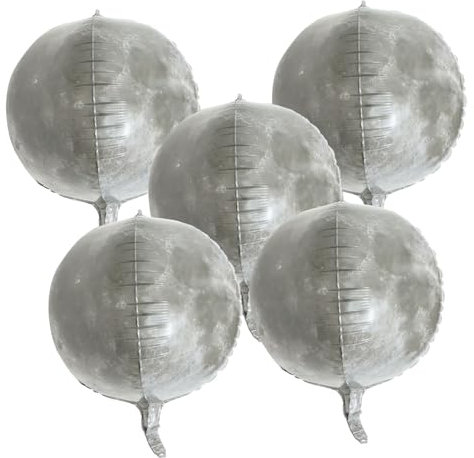 KONTONTY 5 Stücke Mond Themen Ballons Aluminium Folie Planetendesign Partyballons für Kinder Dekoration für Weltraumfeiern