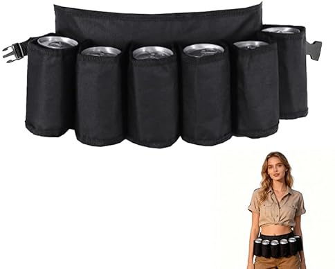 Sylkeov Ceinture Porte-Boissons pour 6 canettes, pour Le Camping, la randonnée, Les fêtes en Plein air et Les activités extérieures, Support Confortable en Noir pour des Moments inoubliables