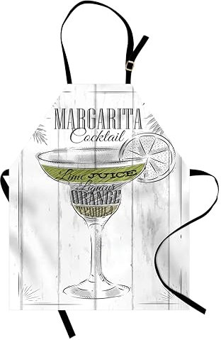 ABAKUHAUS Cocktail Kochschürze, Zutaten von Margarita, Unisex-Küchenlätzchen mit verstellbarem Hals für Kochen Gartenarbeit, 67 cm x 80cm, Grau, Weiß, Apfelgrün