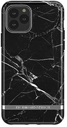 Richmond & Finch Designed for iPhone 11 Pro Max Case, Black Marble Case with Silver Details for iPhone 11 Pro Max