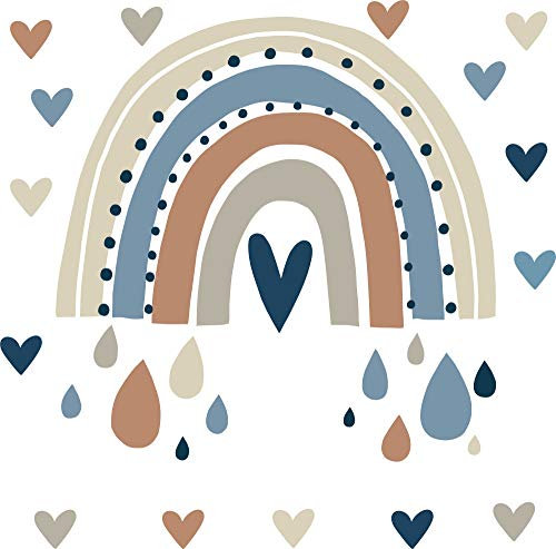 Pandawal Wandtattoo Regenbogen deko Kinderzimmer Mädchen Junge Wandaufkleber für Kinder I Babyzimmer Wandsticker (L, Beige Blau)