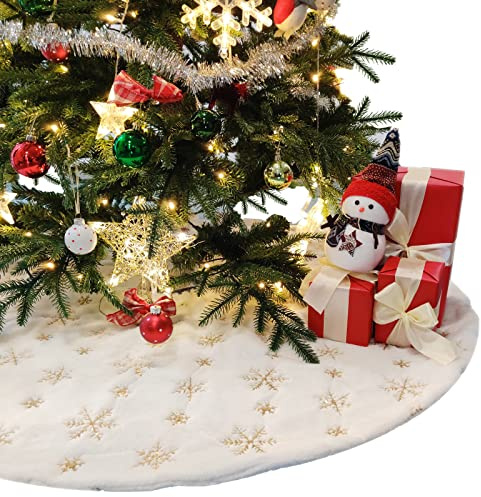 climafusion Tappeto Albero di Natale, Gonna sotto Albero di Natale Base (oro Neve, 122 cm)