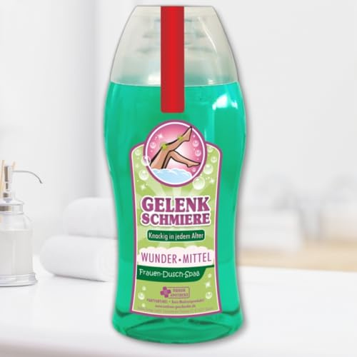 Spaß Duschbäder Duschgel Shampoo - Gelenkschmiere Frauen - Fit im Ruhestand Geschenk zum Ruhestand für Rentner Oma | Humorapotheke Spaßmedizin