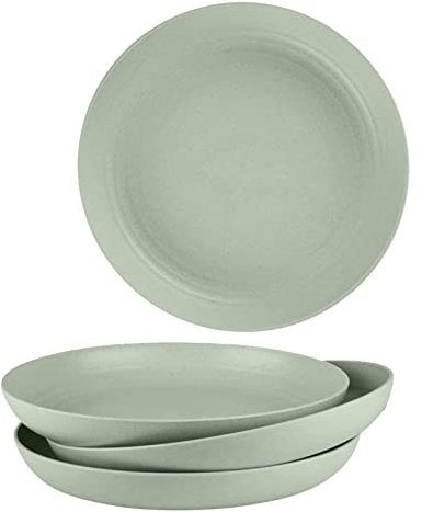 VORAE 4pcs Dinner Plates 7.8'' Plastic Plates for Kid & Adults, Multi-Use Dinner Party Plates Unbreakable, Lightweight, Reusable for Picnic Dessert Pizza Pasta Bread Snack Salad (Green, 20cm (7.8''))