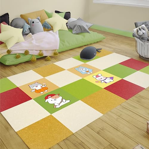 PUREFULL 20Tiles Removable Carpet Squares, 16x16 Soft Padded Non-Adhesive Carpet Tiles, 0.35 Pile Height with Non-Slip Backing for Home Office, Living Room, Bedroom(Pets Pattern)