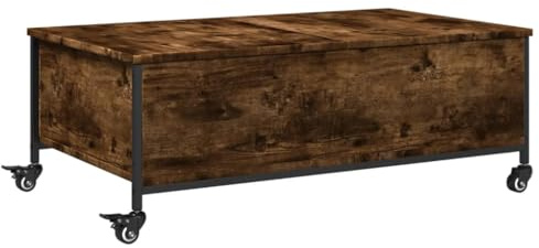 vidaXL Couchtisch mit Rollen Räuchereiche 91x55x34 cm Holzwerkstoff