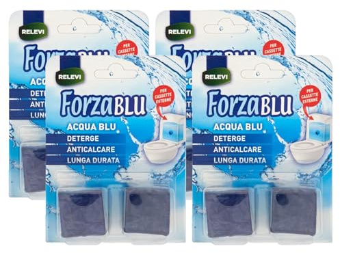 Detergente ACQUA BLU Solido, Anticalcare, Per Le Cassette Wc Esterne. Deterge, Con Lunga Durata (Confezione Da 2x50g) (4 Unità)