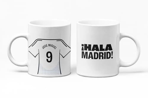 C&P Taza Personalizada de Fútbol | Regalo Original para Aficionados del Fútbol | Taza de Desayuno | Regalo Equipo de Fútbol | Diseño Único y Duradero (Madrid)
