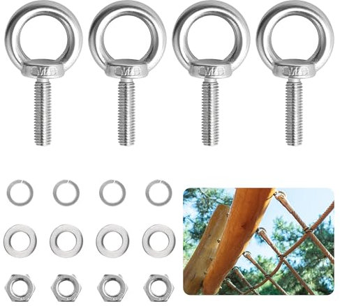DesertBoy M8 Cancamo, 4 Piezas Pernos de Ojo, M8 × 30 mm, Pernos de Ojo de Acero Inoxidable 304, Tornillo con Argolla, Cáncamo M8, Anillos de Elevación, M8 Elevación Ojal Perno, para Colgar y Fijar
