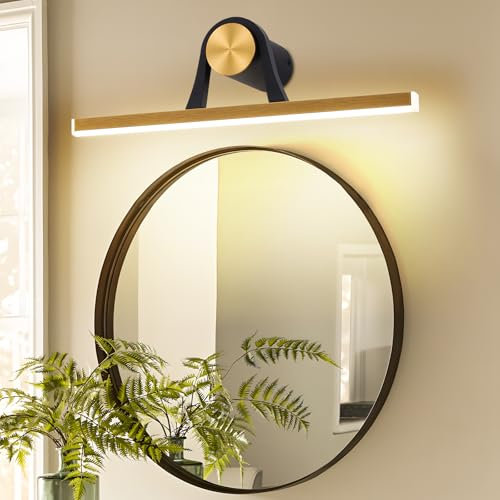 MantoLite Bildbeleuchtung LED Spiegelleuchte Bad 40CM Spiegellampe 8W bilderrahmen beleuchtet 3000K Badezimmer Wandleuchte badlampe wand für Schminktisch Badschrank Schwarz