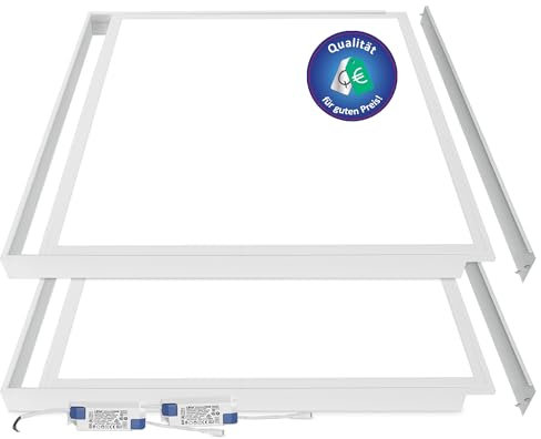 LECOM 2er Pack LED Deckenpanel 62x62 - Deckenleuchten Neutralweiß Slim Hell Aufputz LED Aufbau Paneel mit Rahmen (4000K, 4000lm mit Aufbaurahmen)