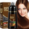 500ml Dark Brown Hair Dye Shampoo 3 en 1, Champu Color Instantáneo tinte pelo, Champu tinte Canas, Champú tinte Cubre Canas, Tinte de pelo en minutos Champú tinte para Mujer Hombres (Marrón Oscuro)