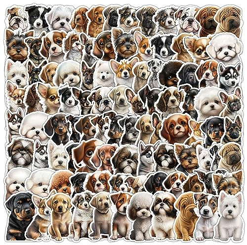 100PCS Cute Puppy Stickers for Kids Teen Boys Girls Adults Gift,Cute Dog Waterproof Decals for Scrapbook Notebook Water Bottles Phone Luggage Snowboard Journal Laptop Guitar Helmet Computer