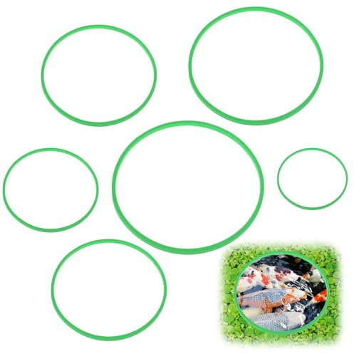 Guduling 15pcs Fish Feeding Ring,Aquarium Floating Plant Barrier,5 Sizes Round Betta Feeding Ring for Fish Tank Accessories - Green