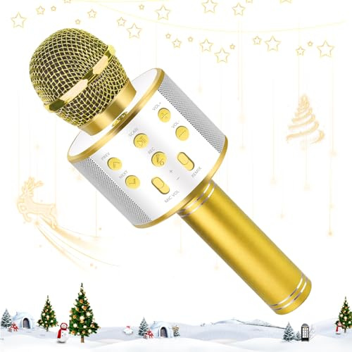 KEWUZY Bluetooth Microphone, Bluetooth Karaoke Microphone, Portable Karaoke Microphone Girl Kids Ages 3-12, USB Dynamic Toys Gifts Compatible with Android, iOS, PC Purple