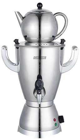 Caytime Samowar 5 L Semaver Edelstahl – Teekocher/Elektrischer Samowar für Gastronomie & Haushalt