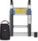 WORHAN® 3.8m TELESKOPLEITER 2 in 1 ANLEGELEITER KLAPPLEITER ALU TELESKOP Leiter MULTIFUNKTTIONS Leiter 380cm K3.8A+Bag