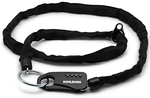 KOHLBURG Secure Pocket Chain & Number Code Lock 129cm / 51 Long - Robust Security for Pram, Ski & Motorbike Helmet - 3mm Strong Combination Lock