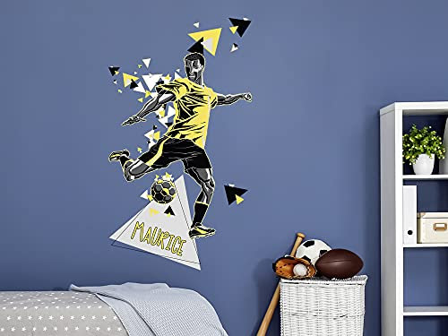GRAZDesign Wandtattoo Fussball Fußballer personalisiert mit Name groß in vielen Farben für Kinderzimmer/Jungenzimmer / 100x57cm