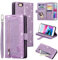 UEEBAI Wallet Case for iPhone 6 iPhone 6S, Retro 9 Card Holder Slots Zipper Pocket Handbag Case PU Leather Magnetic Closure Kickstand with Wrist Strap TPU Shockproof folio Case - Glitter Purple