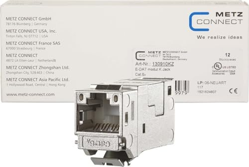 METZ Connect E-DAT modul Keystone Cat.6A Jack 180°, 12er VPE
