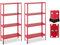 Relaxdays Schwerlastregal, 2er Set, Traglast 160 kg, 4 Ebenen, HBT 147,5x75,5x30,5 cm, Keller & Garage, Metallregal, rot