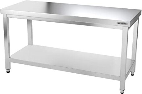 GGM Gastro | ATK167 | Edelstahl Arbeitstisch PREMIUM - 1600x700mm - mit Grundboden ohne Aufkantung