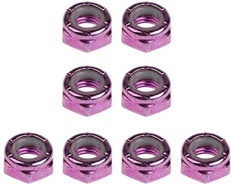 Folpus 8 Stück Achsmuttern, Karbonstahl Montage Kingpin Muttern für Skateboard Longboard LKW Reparatur Wiederaufbau Ersatzteile, Lila