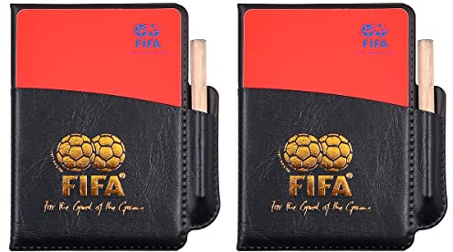 Hsthe Sea 2PCS Fotboll Sport Domarkort Set PCV Rött kort Gult kort med penna för fotboll Basket Skol Sport