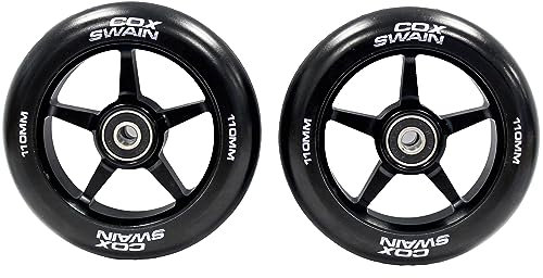 Cox Swain 2 STK. High End Stunt Scooter Rollen Komplett Set mit ABEC 11 Kugellagern und Alu Spacern: Black/Black 110mm