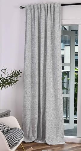 Gardinenbox Vorhang Chenille Vorhang Bouclé-Struktur HxB 245x140 cm Weiß Schwarz »Montana« Multiband-Aufhängung Pflegeleicht, 2023330