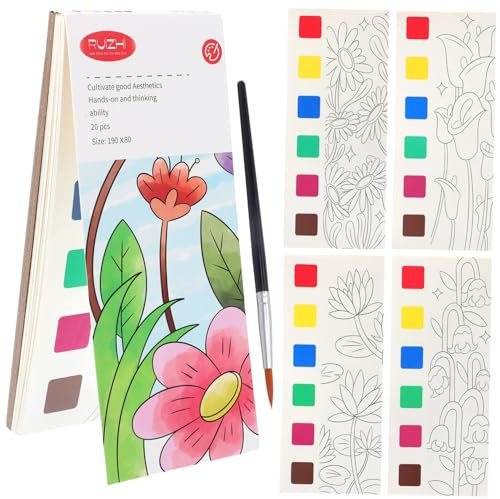 Lurrose 3 Sätze Buch Wassermalerei Malbuch zum Ausmalen Spiralgebundenes Malbuch Buntstifte für Erwachsene Aquarellpapier Aquarell Malbücher Wassermalbuch für kleinkinder Erwachsener Suite