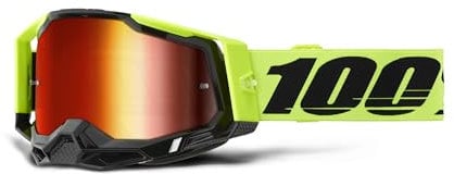 100% Racecraft 2 Schutzbrillen Mountainbike- & Motocross-Brille Brille für Motocross & Mountainbike Neongelb, spiegelrote Linse