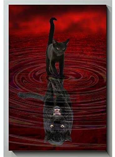 VAKUUM 5D Diamond Painting Kits Black Cat and Black Panther Large Size Diamond Painting DIY Full Drill Embroidery Cross Stitch Arts Craft for Home Wall Office Decoration 30 * 40cm