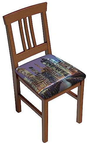 CZDBNLHF Stilvoller quadratischer Stuhl-Kissenbezug mit New York City, Premium-Druck-Design für quadratische Stühle, elastisches und strapazierfähiges Milchseidenmaterial