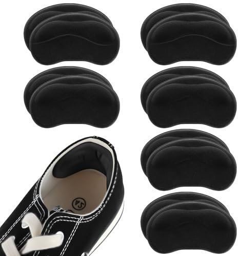 Sibba 6 Paar Antirutsch Fersenpolster Selbstklebender Schuhpolster Fersenkissen Schuhloch-Reparatur Schuheinlagen Schwamm Fersenhalter Erhindert Abrieb Blasen (Schwarz)