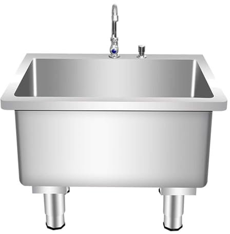Fregadero para Fregona Independiente con Grifo, Fregadero para Fregona De Acero Inoxidable 304 con Botón De Drenaje Y Ranura de 30 cm de Profundidad para Restaurantes