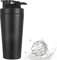 Botella coctelera de proteínas de 900 ml de acero inoxidable con bola de batidor de alambre de pared simple, botella de agua deportiva, ideal para suplementos de entrenamiento, deportes, gimnasio y