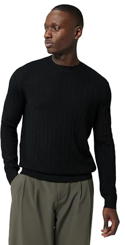 Armani Exchange Herren Essential, Long Sleeve Monogram Logo Texture Pullover Sweater