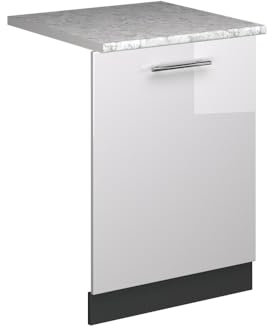 Vicco Geschirrspülblende Fame-Line, Geschirrspüler Fronttür, Weiß Hochglanz, 60 cm, AP Marmor